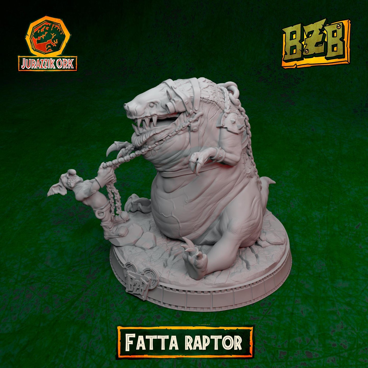 Fatta Squigoraptor, Jurazzik Ork, Movie-inspired Orkish Menace Sculpted by Big Zkreen Boyz, Grimdark Compatible, Scaled for Sci-Fi Wargames