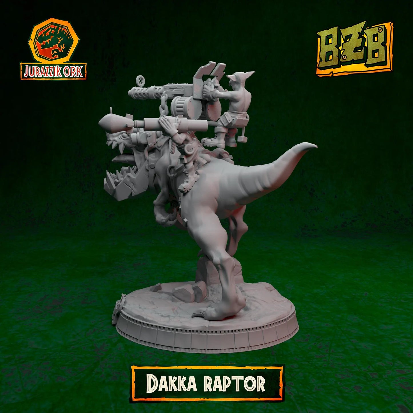 Dakka Squigoraptor, Jurazzik Ork, Movie-inspired Orkish Menace Sculpted by Big Zkreen Boyz, Grimdark Compatible, Scaled for Sci-Fi Wargames