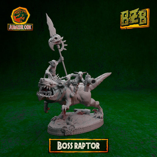 Boss Squigoraptor, Jurazzik Ork, Movie-inspired Orkish Menace Sculpted by Big Zkreen Boyz, Grimdark Compatible, Scaled for Sci-Fi Wargames