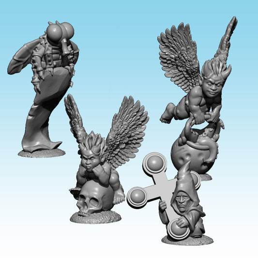 Fly and Angels Familiars, Fantasy Skirmish Miniatures by MoM Miniatures, perfect for Fantasy Wargames and RPGs