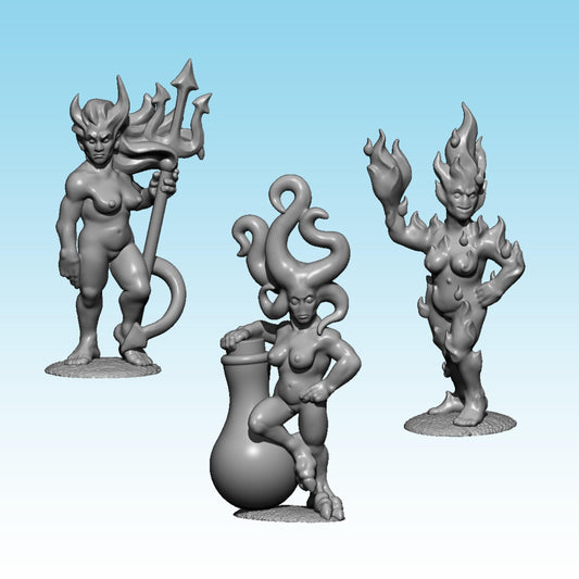 Female Familiars, Fantasy Skirmish Miniatures by MoM Miniatures, perfect for Fantasy Wargames and RPGs