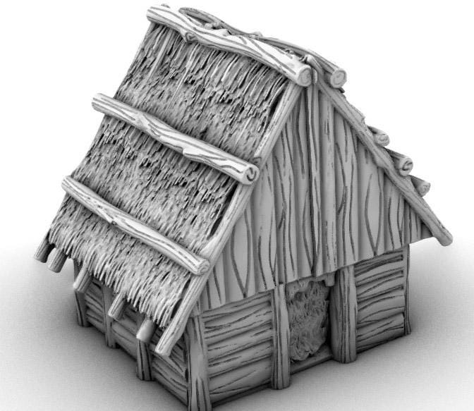 Tool Shed with Slide in Walls by GameScape3D - 3D Printed Tabletop Terrain, Perfect for Wargames, Board Games, RPGs