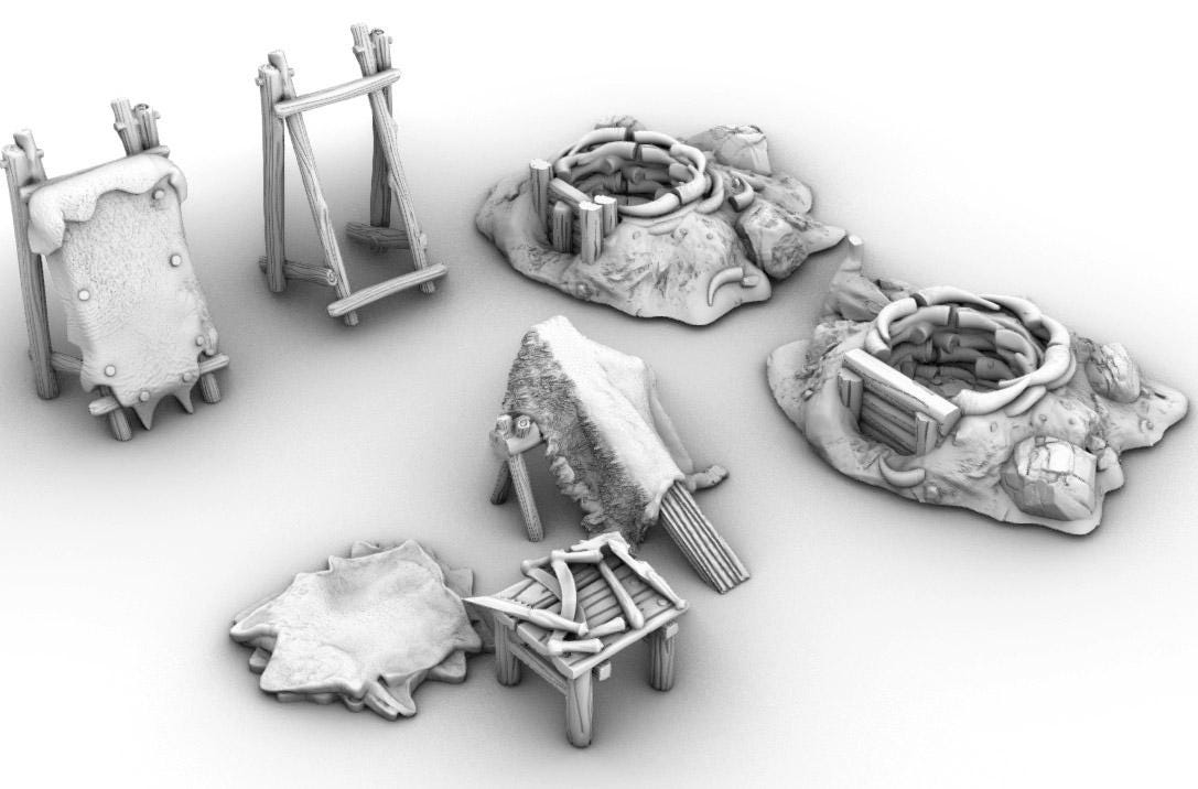 Tanning Work Site by GameScape3D - 3D Printed Tabletop Terrain, Perfect for Wargames, Board Games, RPGs