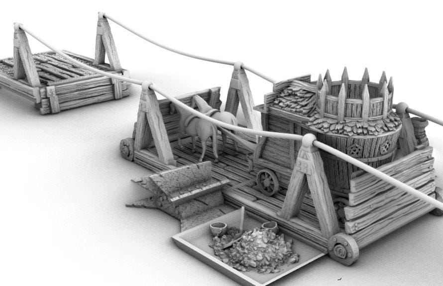 Darkage River Steam Ferry by GameScape3D - 3D Printed Tabletop Terrain, Perfect for Wargames, Board Games, RPGs