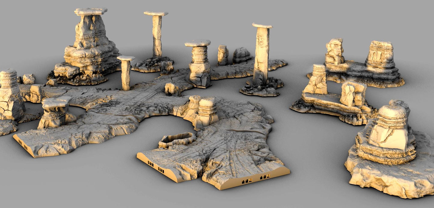 Badland Road Set - 3D Printed Tabletop Terrain, Perfect for Wargames, Board Games, Role Playing Games