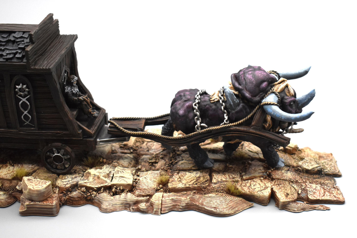 Merchant Wagon and Dire OX by GameScape3D - 3D Printed Tabletop Terrain, Perfect for Wargames, RPGs