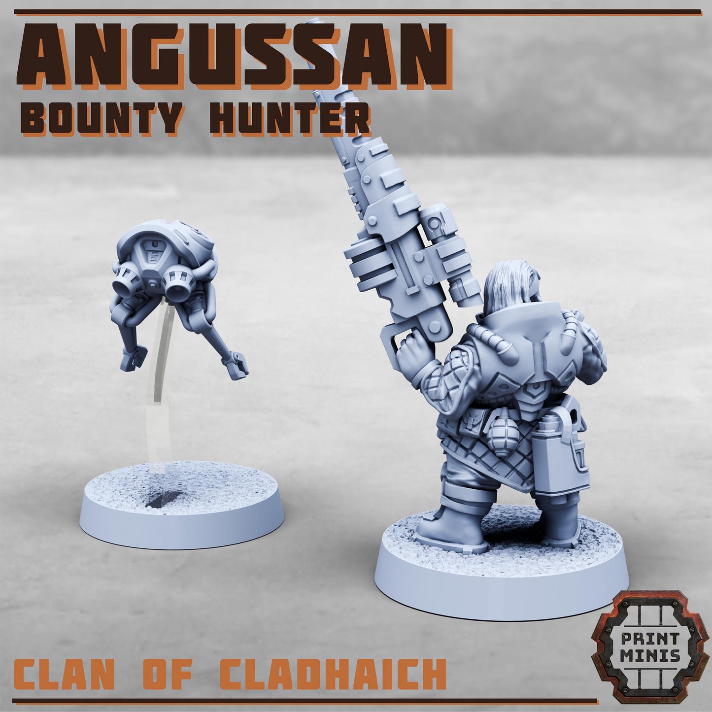 Angussan, Bounty Hunter - Clan of Cladhaich -  Sci-Fi Grimdark Space Dwarf Mercenaries by Print Minis
