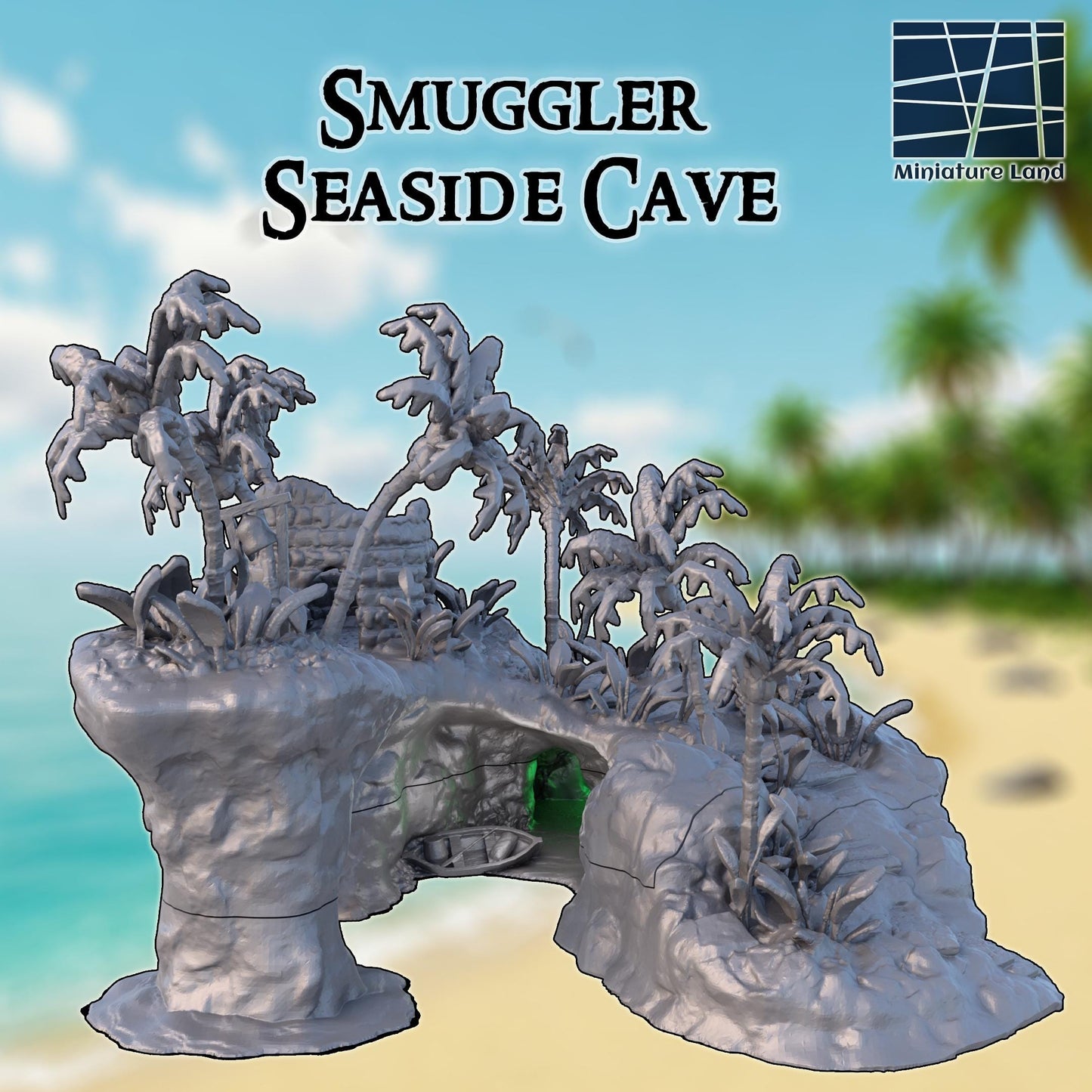 Smuggler Seaside Cave - Tabletop Terrain - 28 MM 3D Printed Terrain by MiniatureLand, Perfect for Wargaming and RPGs