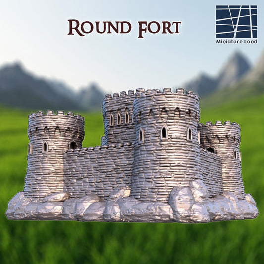 Round Fort - Tabletop Terrain - 28 MM, Tabletop 3D Printed Terrain by MiniatureLand, Perfect for Wargaming and RPGs