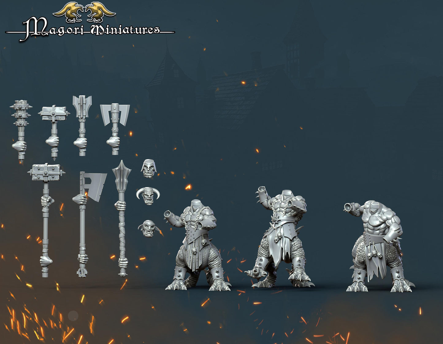 Dragon Ogre Squad, Fantasy Skirmish Miniatures by Magori Miniatures, perfect for Fantasy Wargames and RPGs