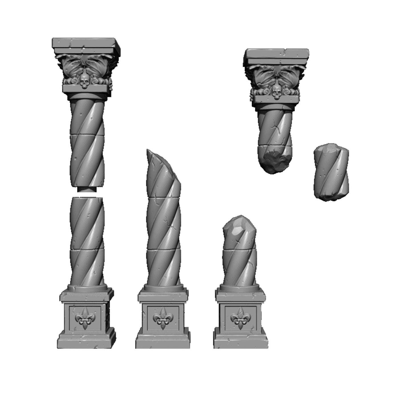 Ruined Imperial Columns Set, Fantasy Skirmish Miniatures by MoM Miniatures, perfect for Fantasy Wargames and RPGs