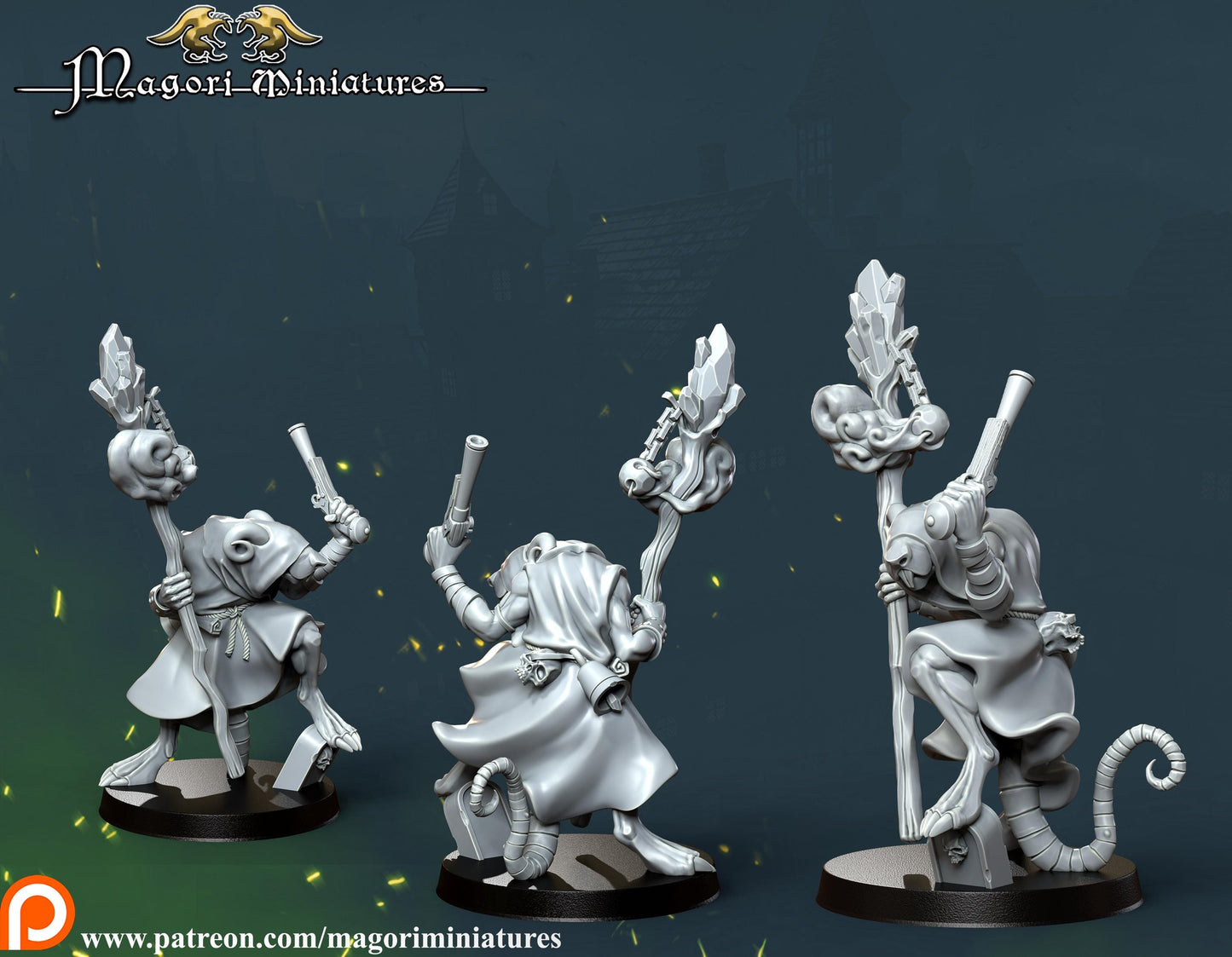 Ratfolk Sorcerer, Fantasy Skirmish Miniatures by Magori Miniatures, perfect for Fantasy Wargames and RPGs