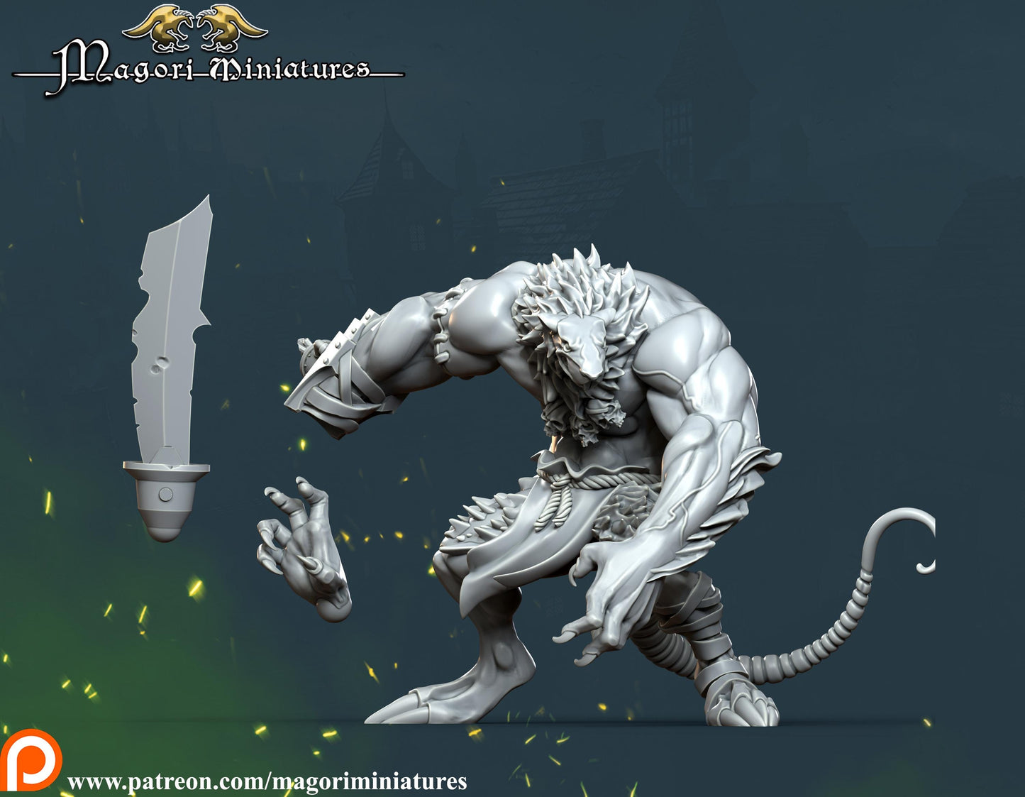 Rat Ogre, Fantasy Skirmish Miniatures by Magori Miniatures, perfect for Fantasy Wargames and RPGs