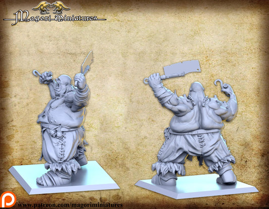 Ogre Butcher, Fantasy Miniatures by Magori Miniatures, perfect for Fantasy Wargames and RPGs