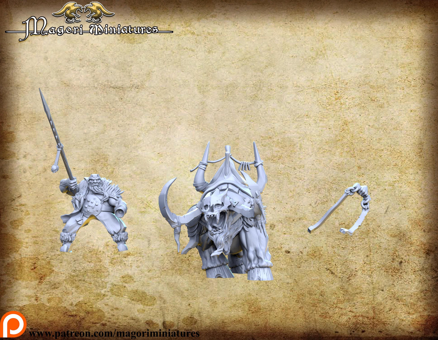 Stone Beast Ogre Rider, Fantasy Miniatures by Magori Miniatures, perfect for Fantasy Wargames and RPGs