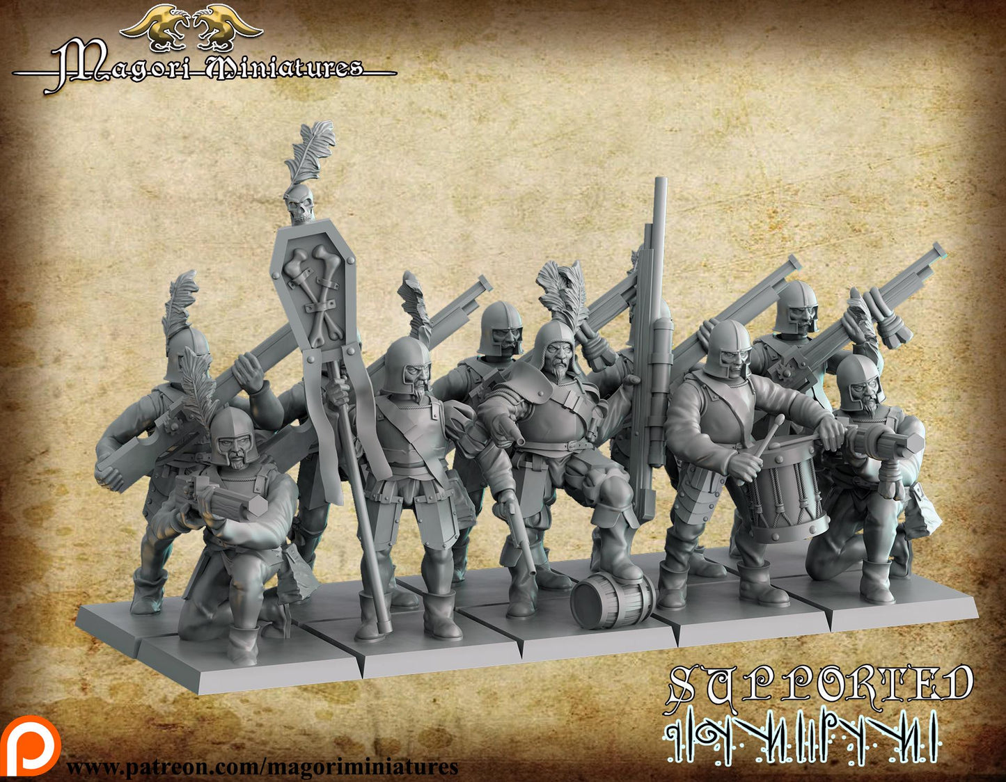 Ironside Handgunners, Fantasy Skirmish Miniatures by Magori Miniatures, perfect for Fantasy Wargames and RPGs