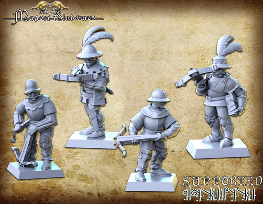 Crossbowman Pavese Unit, Fantasy Skirmish Miniatures by Magori Miniatures, perfect for Fantasy Wargames and RPGs