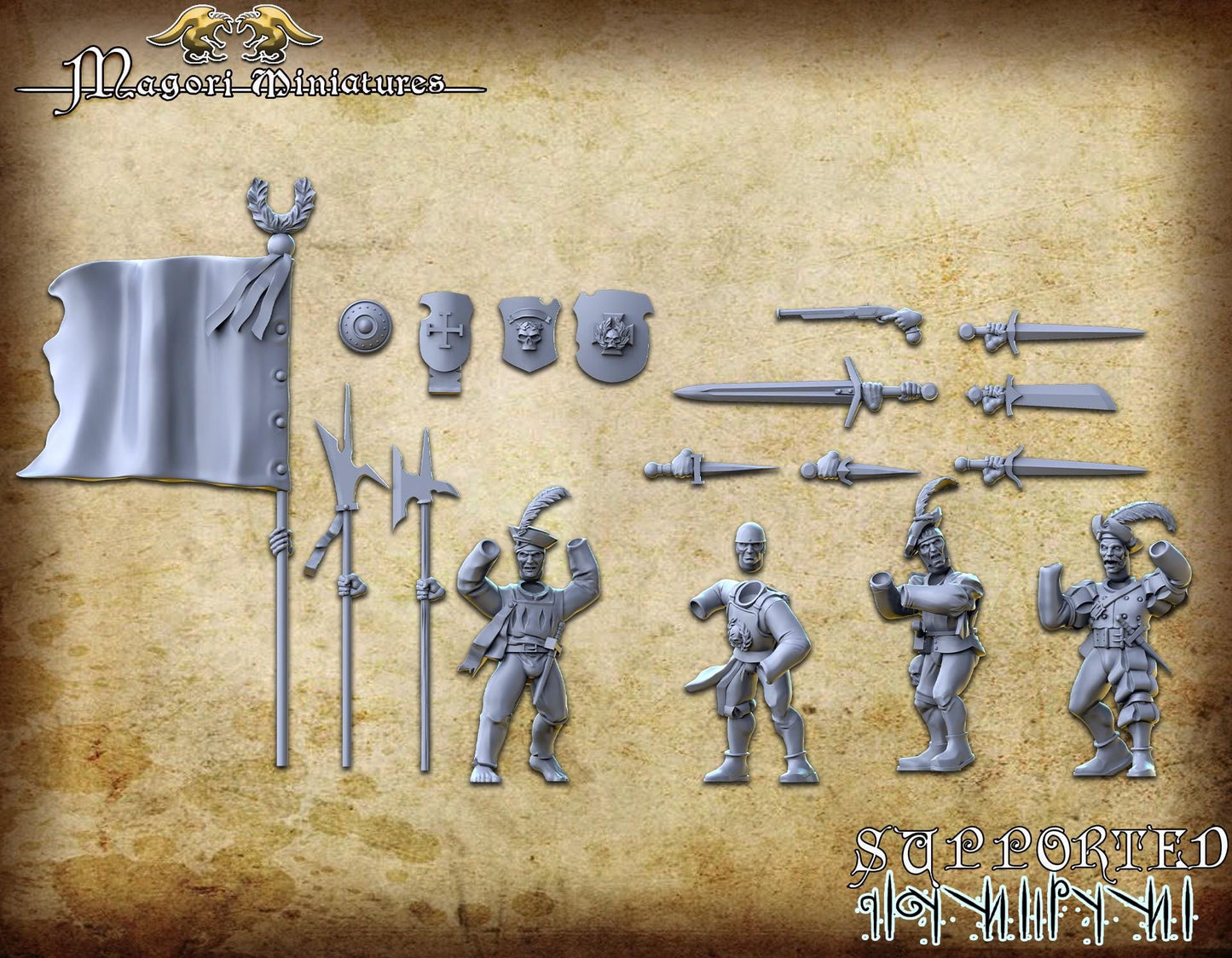 Landsknecht State Troops, Fantasy Skirmish Miniatures by Magori Miniatures, perfect for Fantasy Wargames and RPGs