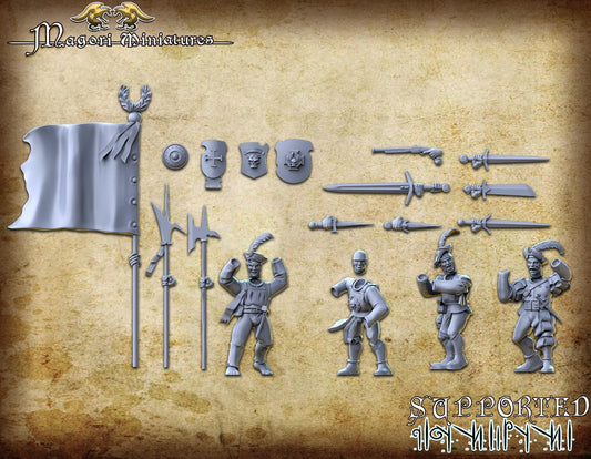 Landsknecht State Troops, Fantasy Skirmish Miniatures by Magori Miniatures, perfect for Fantasy Wargames and RPGs