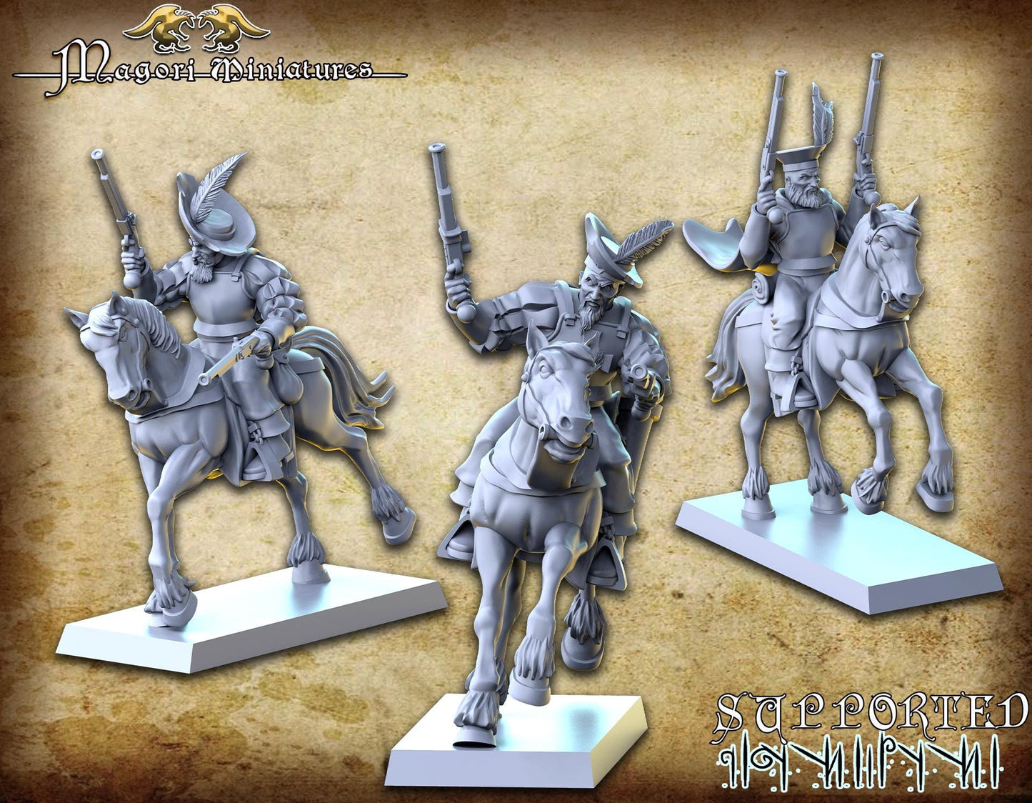 Pistolier Riders, Fantasy Skirmish Miniatures by Magori Miniatures, perfect for Fantasy Wargames and RPGs