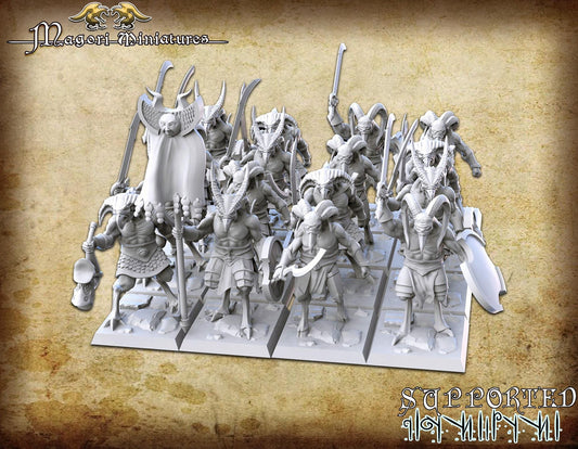 Bird Beastmen Regiment, Fantasy Miniatures by Magori Miniatures, perfect for Fantasy Wargames and RPGs