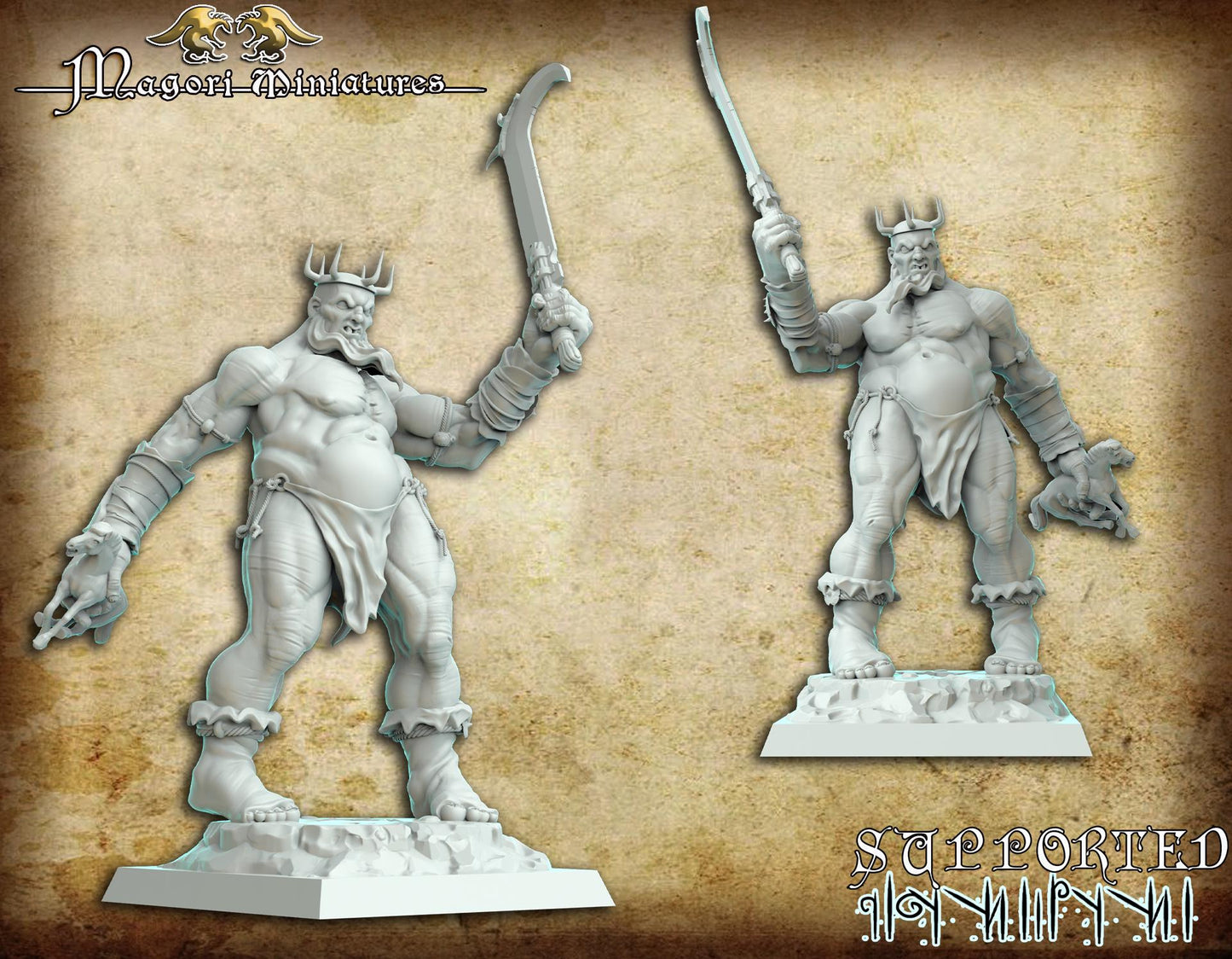 Giant king and Cyclops kit, Fantasy Miniatures by Magori Miniatures, perfect for Fantasy Wargames and RPGs