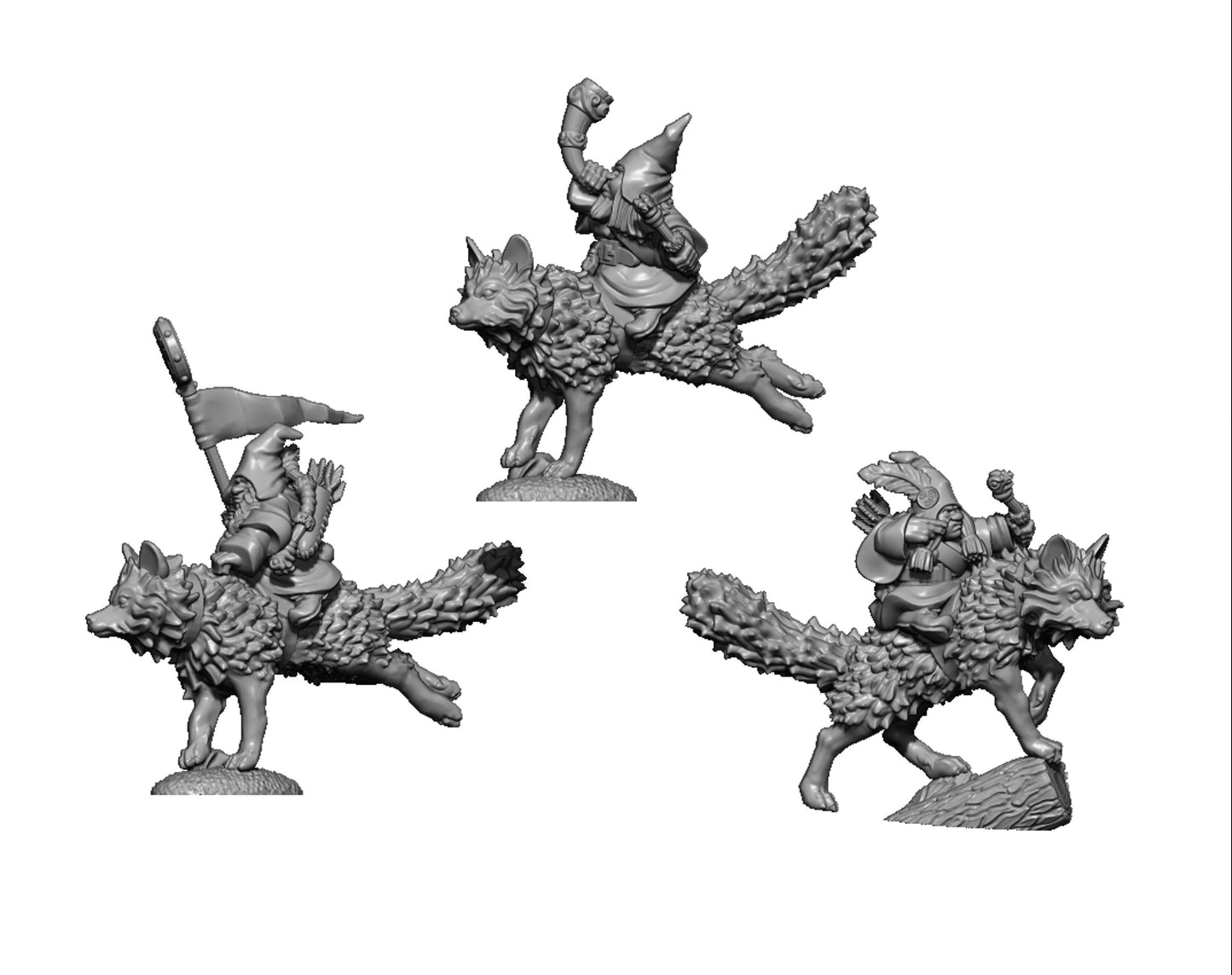 Dwarf Ranger on Fox, Fantasy Skirmish Miniatures by MoM Miniatures, perfect for Fantasy Wargames and RPGs