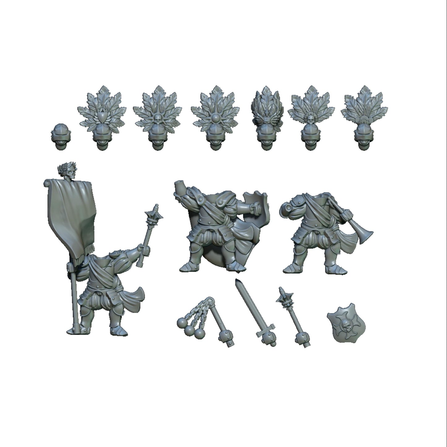 Heavy Cavalry on Foot, Fantasy Skirmish Miniatures by MoM Miniatures, perfect for Fantasy Wargames and RPGs
