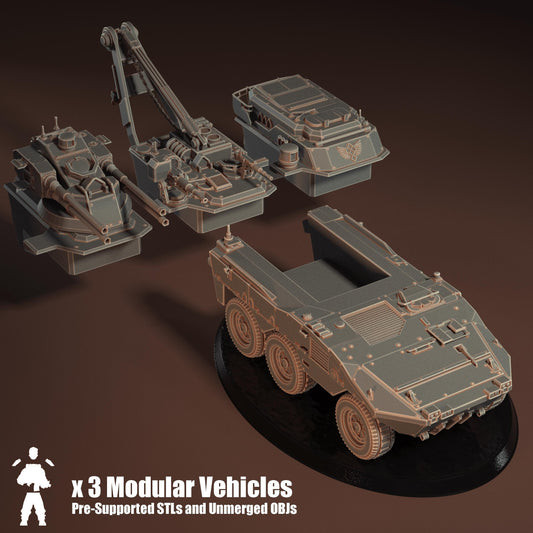 Testudo Modular Support Vehicles - Presupported, Modular Sci-Fi Vehicle by ThatEvilOne, Sci-fi Wargames Proxy, Imperial Roman Auxilia Army