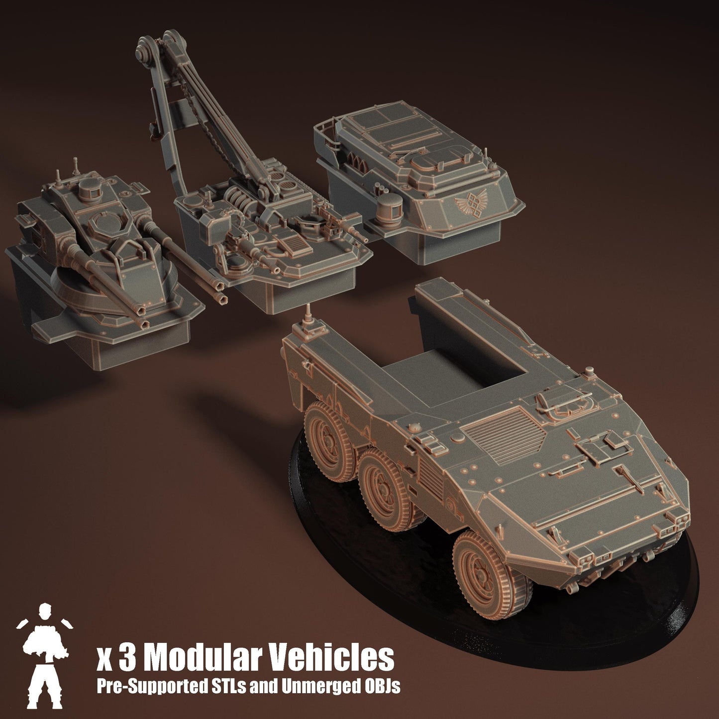 Testudo Modular Support Vehicles - Presupported, Modular Sci-Fi Vehicle by ThatEvilOne, Sci-fi Wargames Proxy, Imperial Roman Auxilia Army