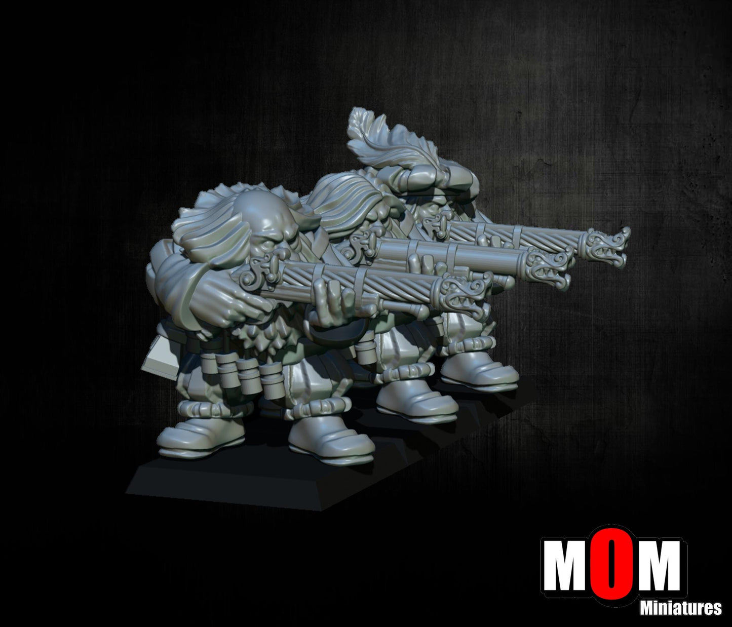 Imperial Dwarves with Arquebuses, Fantasy Skirmish Miniatures by MoM Miniatures, perfect for Fantasy Wargames and RPGs
