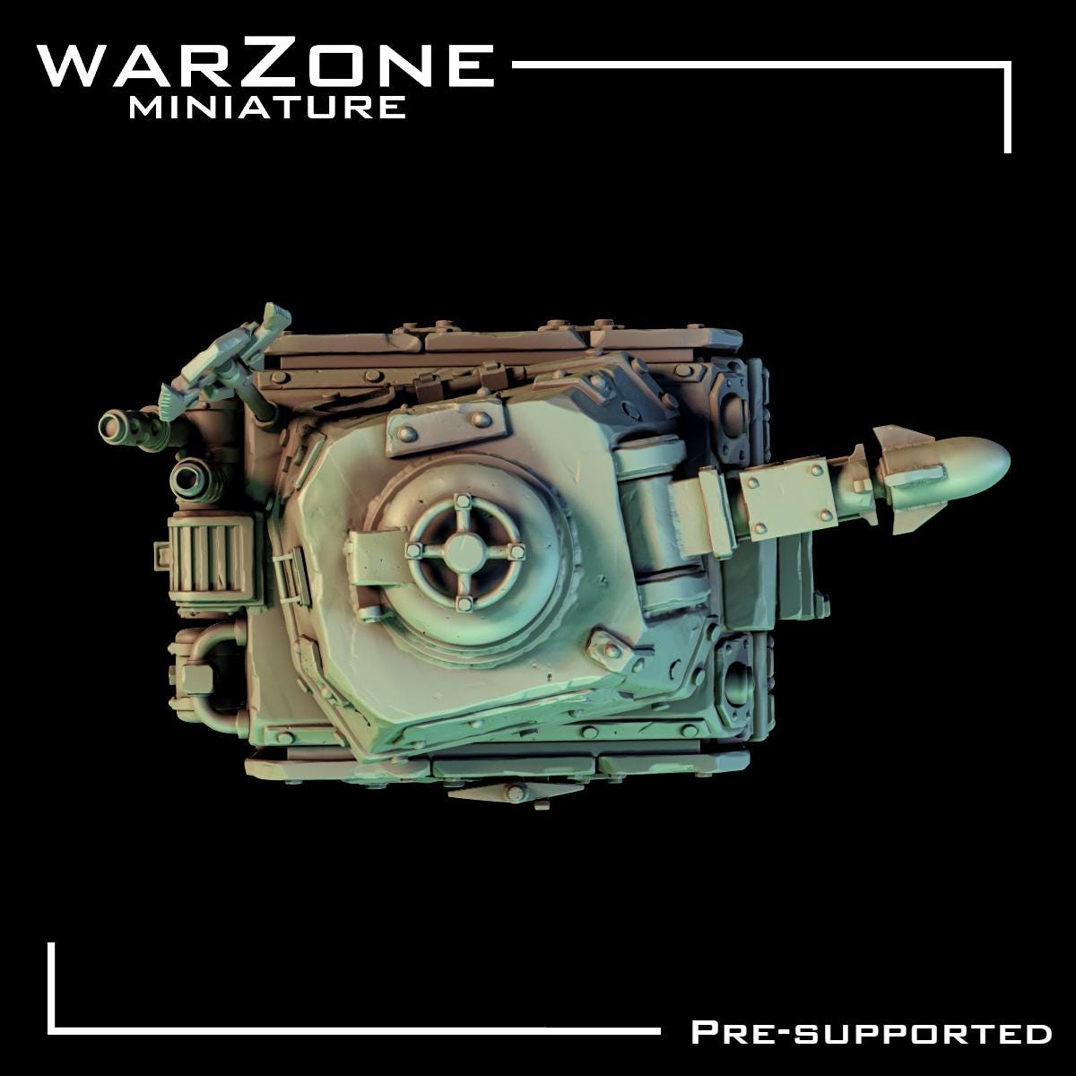 Orkaz Tank Vehicle / Junkyard Tank, Grimdark Orkish Menace Sculpted by WarZone Miniature, Scaled for Sci-Fi Miniature Wargames