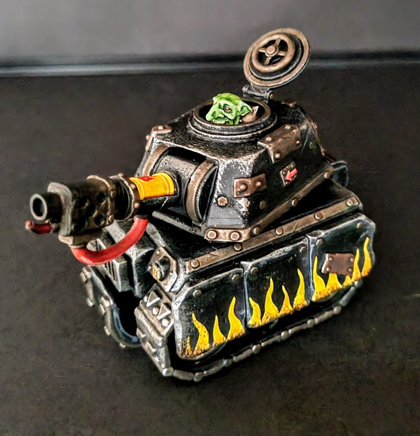 Orkaz Tank Vehicle / Junkyard Tank, Grimdark Orkish Menace Sculpted by WarZone Miniature, Scaled for Sci-Fi Miniature Wargames