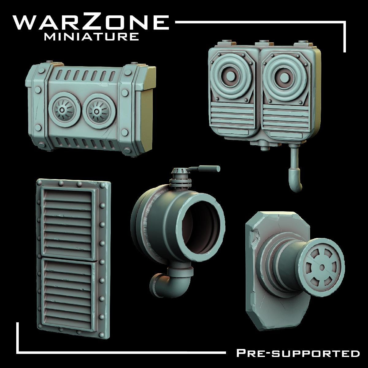 Industrial Kitbash / Kitbash Wasteland Kitbash, Grimdark Conversion Parts and Basing Materials Sculpted by WarZone Miniature