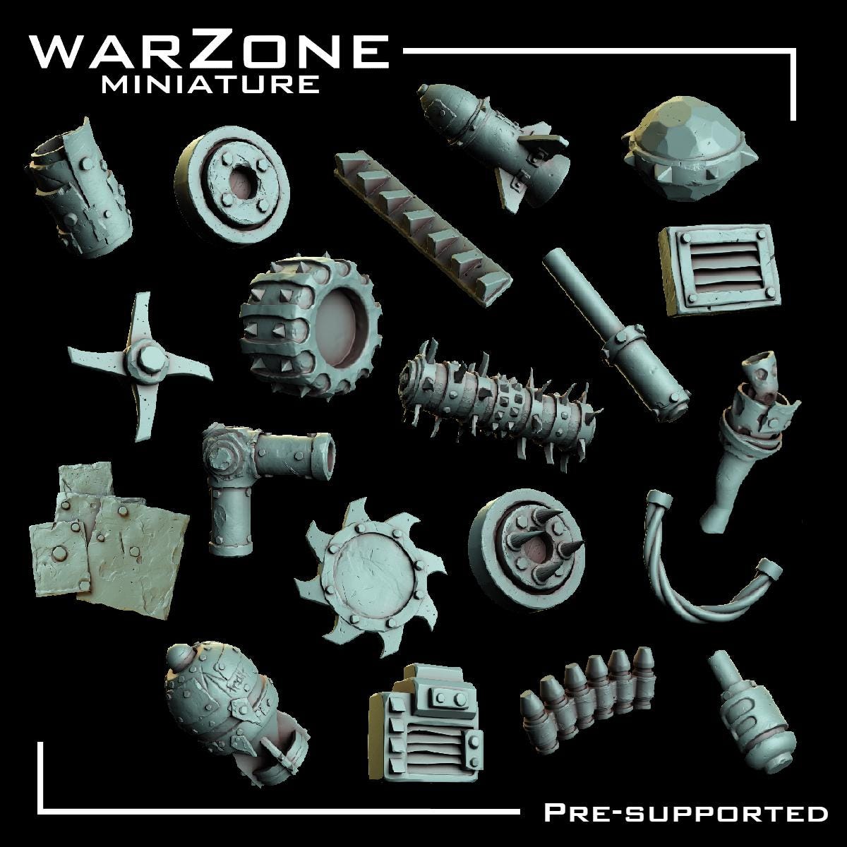 Orkaz Kitbash / Scraplands Kitbash, Grimdark Conversion Parts and Basing Materials Sculpted by WarZone Miniature, for Miniature Wargames