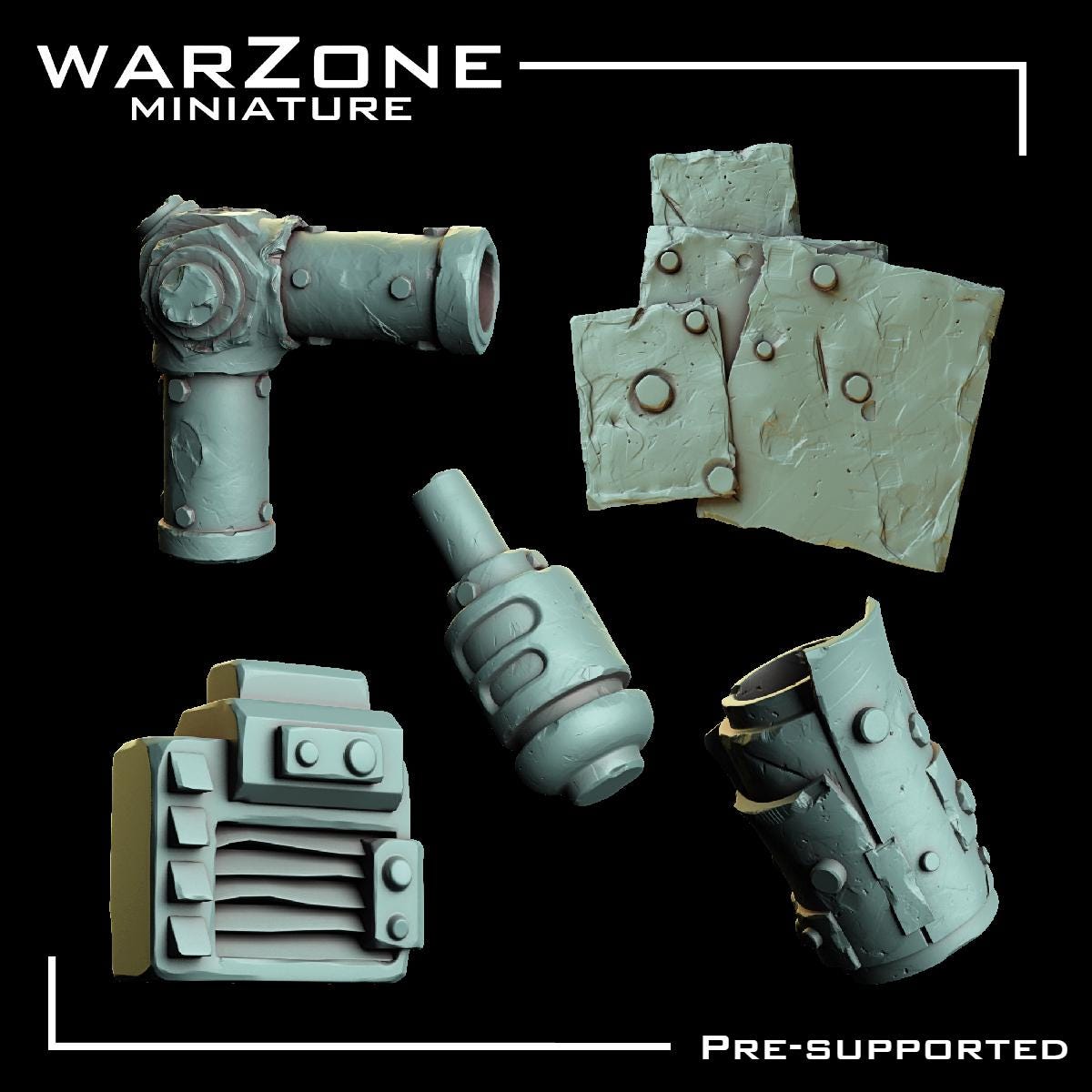 Orkaz Kitbash / Scraplands Kitbash, Grimdark Conversion Parts and Basing Materials Sculpted by WarZone Miniature, for Miniature Wargames