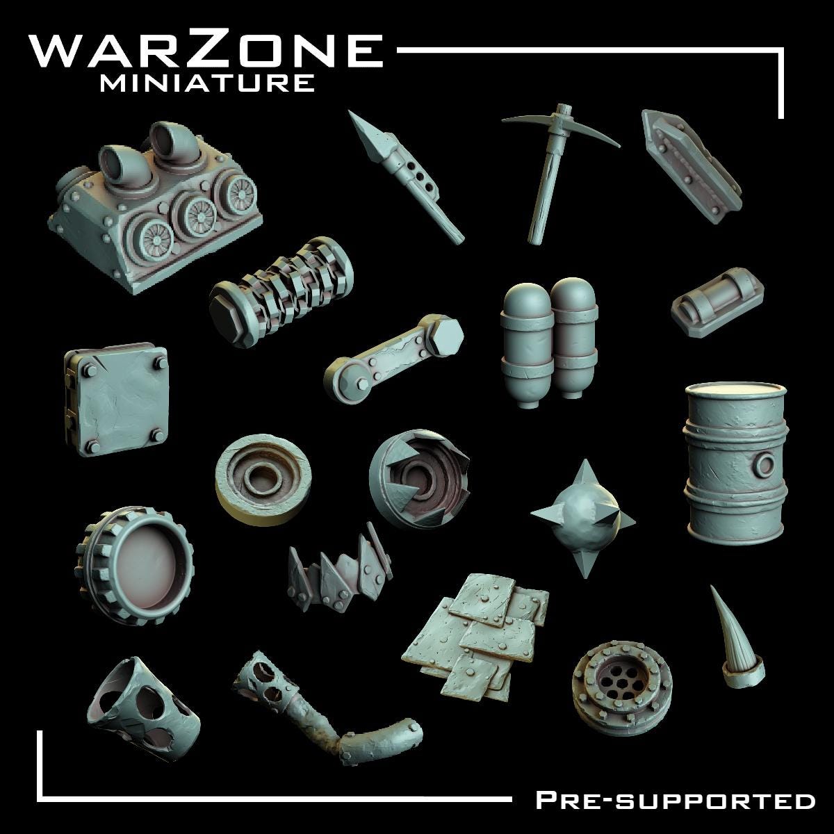 Orkaz Kitbash / Scraplands Kitbash Vol. 02, Grimdark Conversion Parts and Basing Materials Sculpted by WarZone Miniature, Miniature Wargames