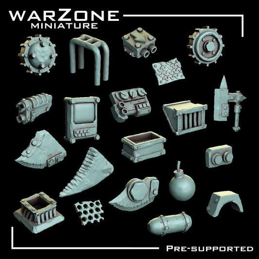 Orkaz Kitbash / Scraplands Kitbash Vol. 05, Grimdark Conversion Parts and Basing Materials Sculpted by WarZone Miniature, Miniature Wargames