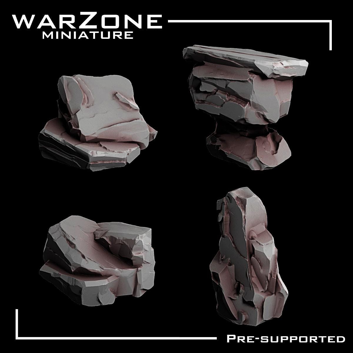 Rock / Desert Rocks basing bits Vol. 02, Grimdark Conversion Parts and Basing Materials Sculpted by WarZone Miniature