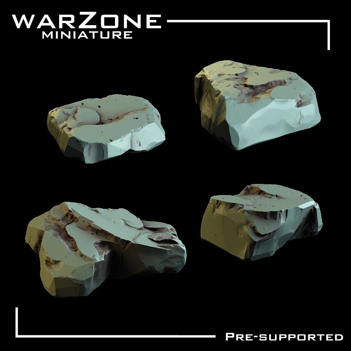 Rock / Rocks Basing Bits Vol. 03, Grimdark Conversion Parts and Basing Materials Sculpted by WarZone Miniature