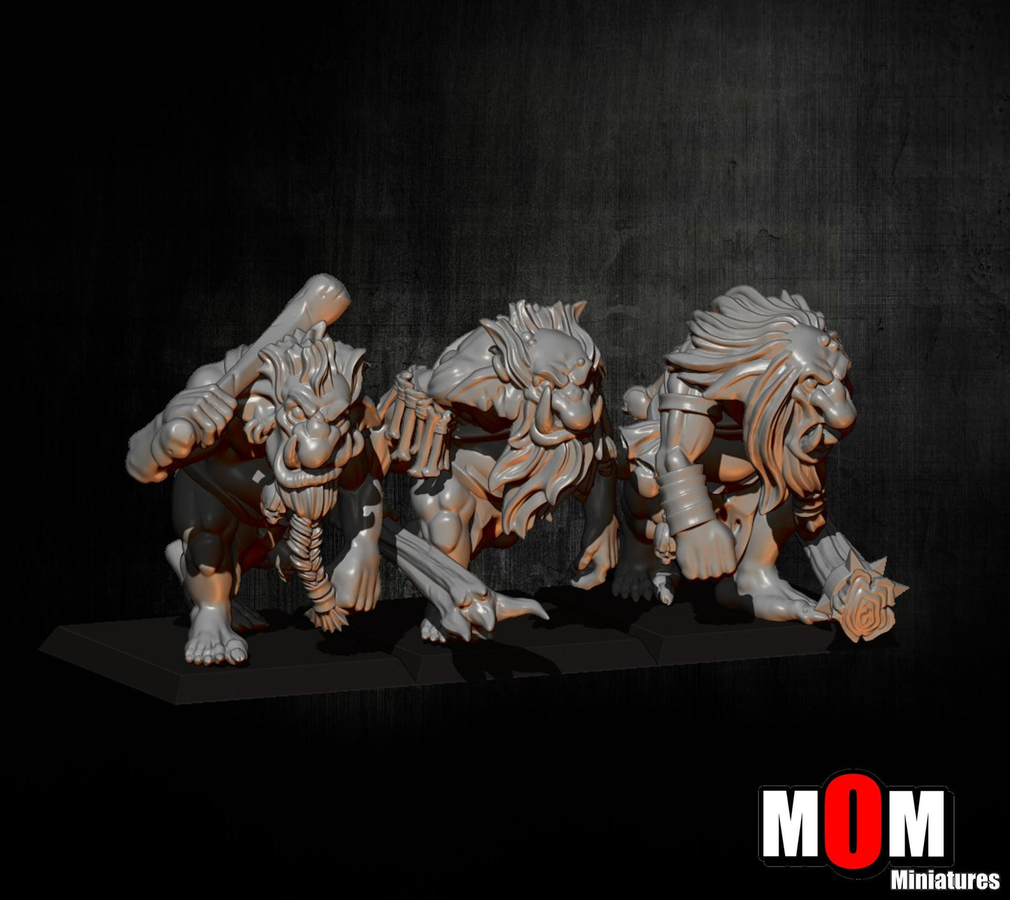 Trolls, Fantasy Skirmish Miniatures by MoM Miniatures, perfect for Fantasy Wargames and RPGs