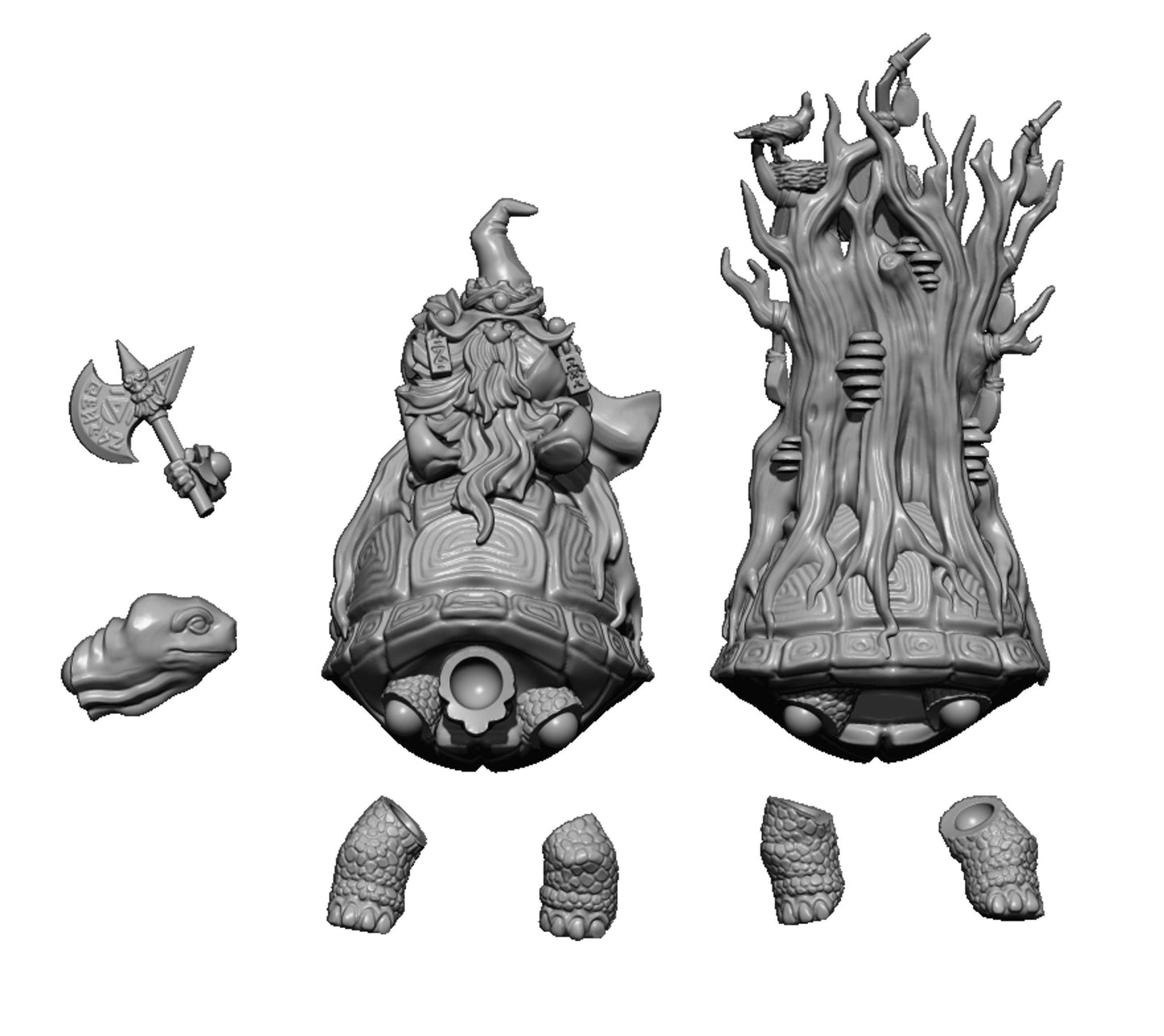 Dwarf King of the Forest on Turtle, Fantasy Skirmish Miniatures by MoM Miniatures, perfect for Fantasy Wargames and RPGs