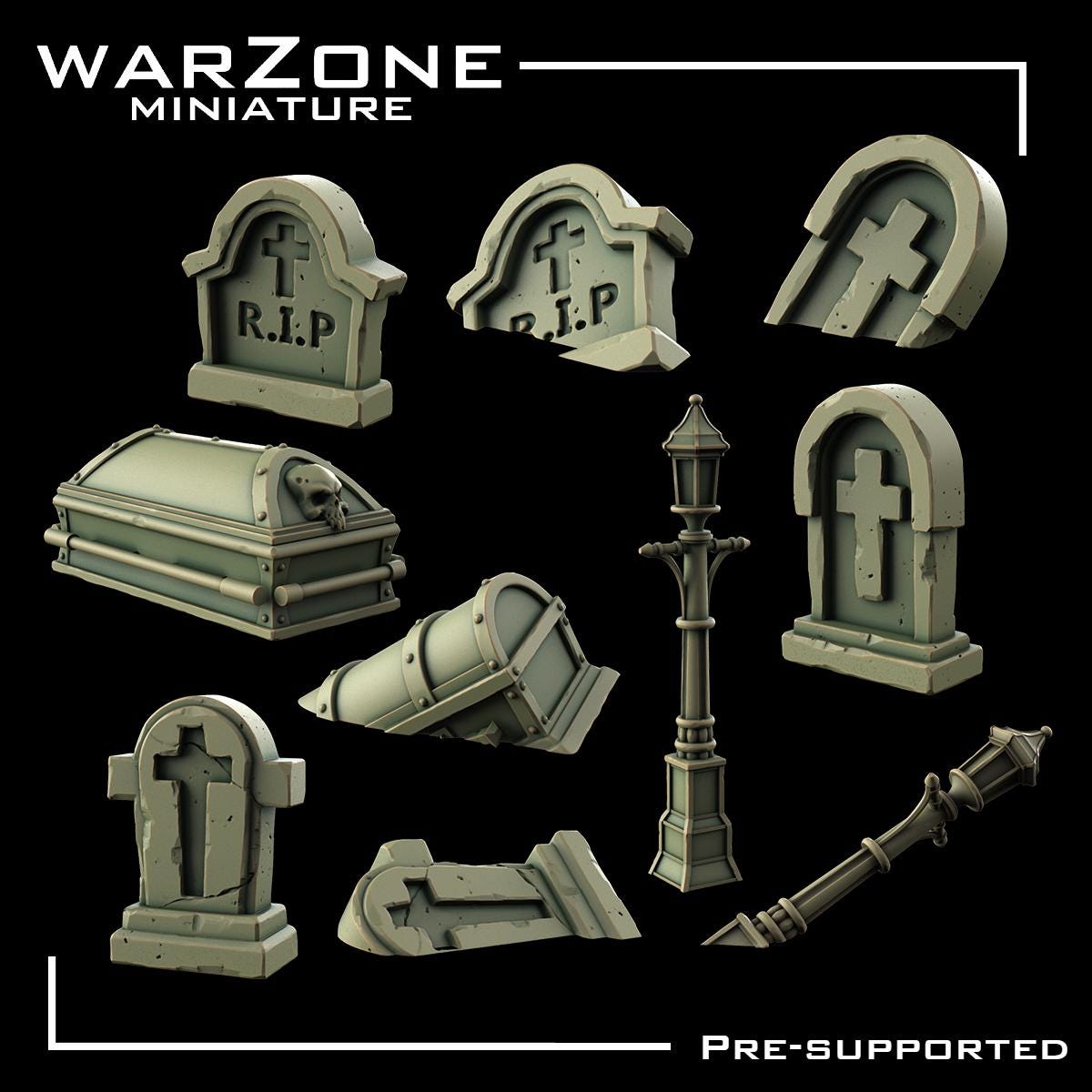 Cemetery / cemetery Graveyard Basing Bits, Grimdark Conversion Parts and Basing Materials Sculpted by WarZone Miniature