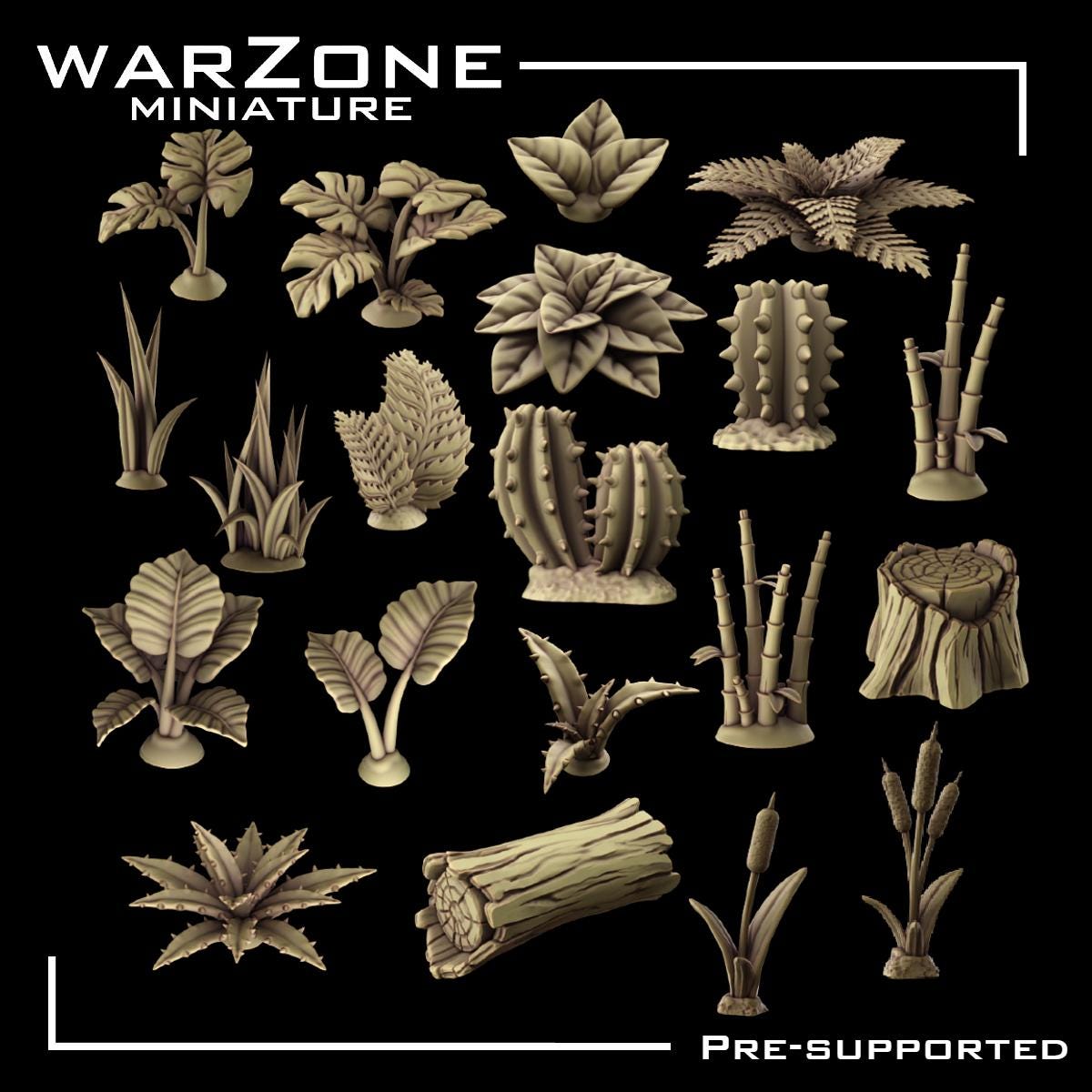 Plant / Plants Nature Basing Bits, Grimdark Conversion Parts and Basing Materials Sculpted by WarZone Miniature