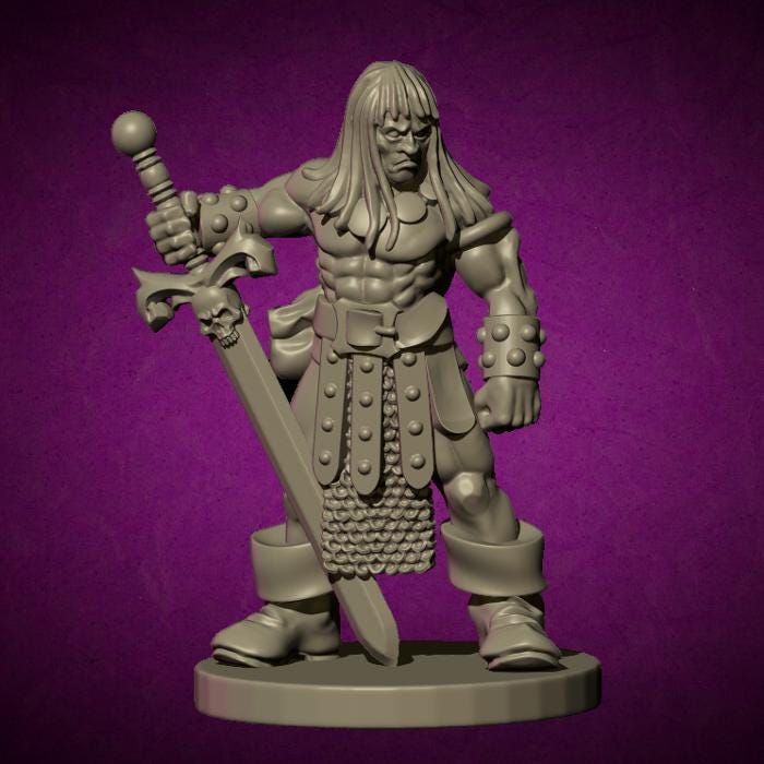 Barbarian, Fantasy Skirmish Miniatures by MoM Miniatures, perfect for Fantasy Wargames and RPGs