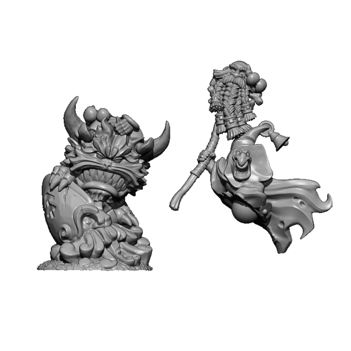 Goblin Shaman on Nunu, Fantasy Skirmish Miniatures by MoM Miniatures, perfect for Fantasy Wargames and RPGs