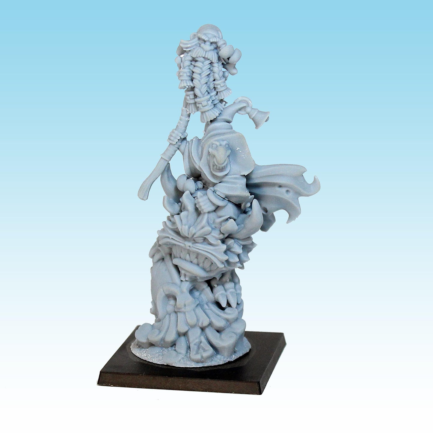 Goblin Shaman on Nunu, Fantasy Skirmish Miniatures by MoM Miniatures, perfect for Fantasy Wargames and RPGs