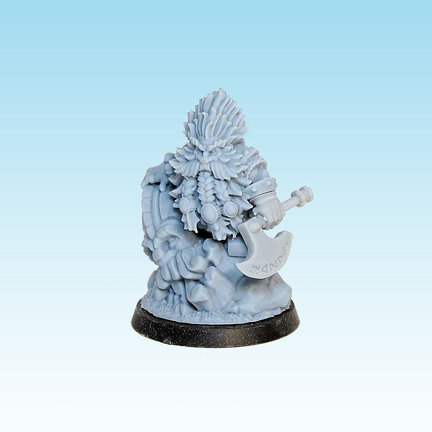 Grumpy Dwarf on Statue, Fantasy Skirmish Miniatures by MoM Miniatures, perfect for Fantasy Wargames and RPGs