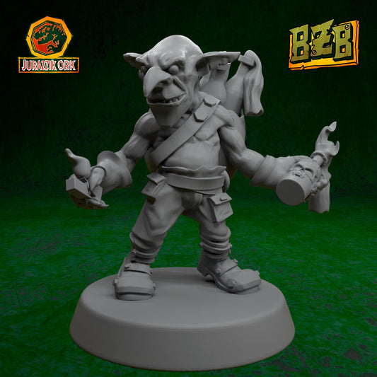 Goblin Molotov, Jurazzik Ork, Movie-inspired Orkish Menace Sculpted by Big Zkreen Boyz, Grimdark Compatible, Scaled for Sci-Fi Wargames