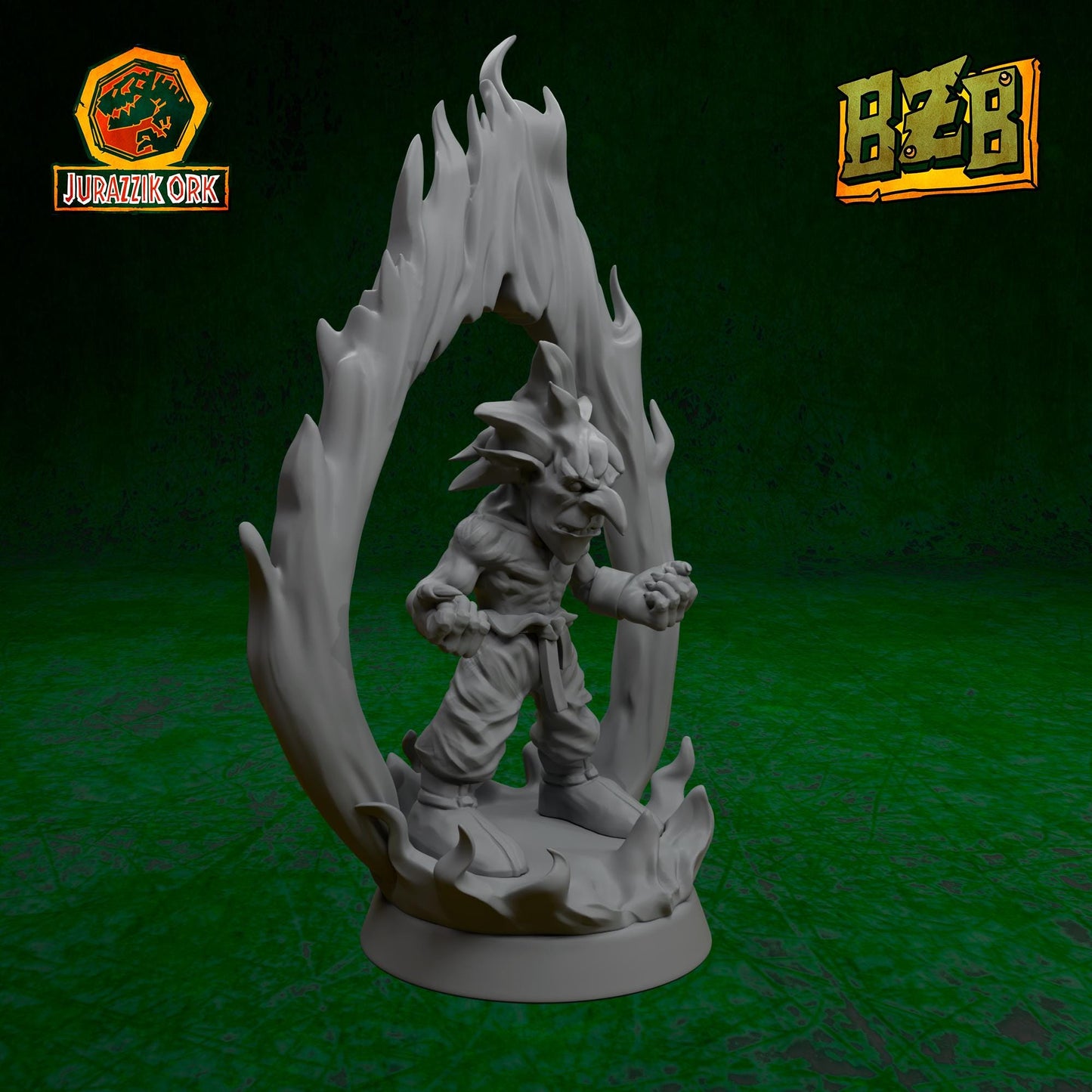 Gorku the Goblin, Jurazzik Ork, Movie-inspired Orkish Menace Sculpted by Big Zkreen Boyz, Grimdark Compatible, Scaled for Sci-Fi Wargames